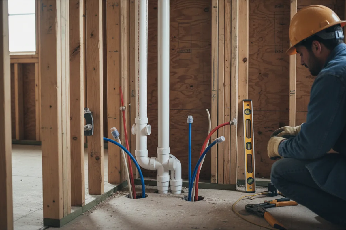 Drain and supply rough-in during Sump Pump Repair in Ashland City