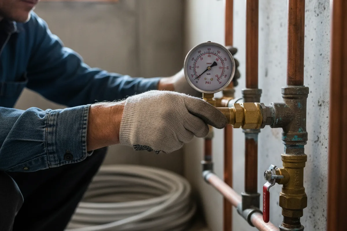 Pressure testing a repaired line during Water Line Repair in Ashland City
